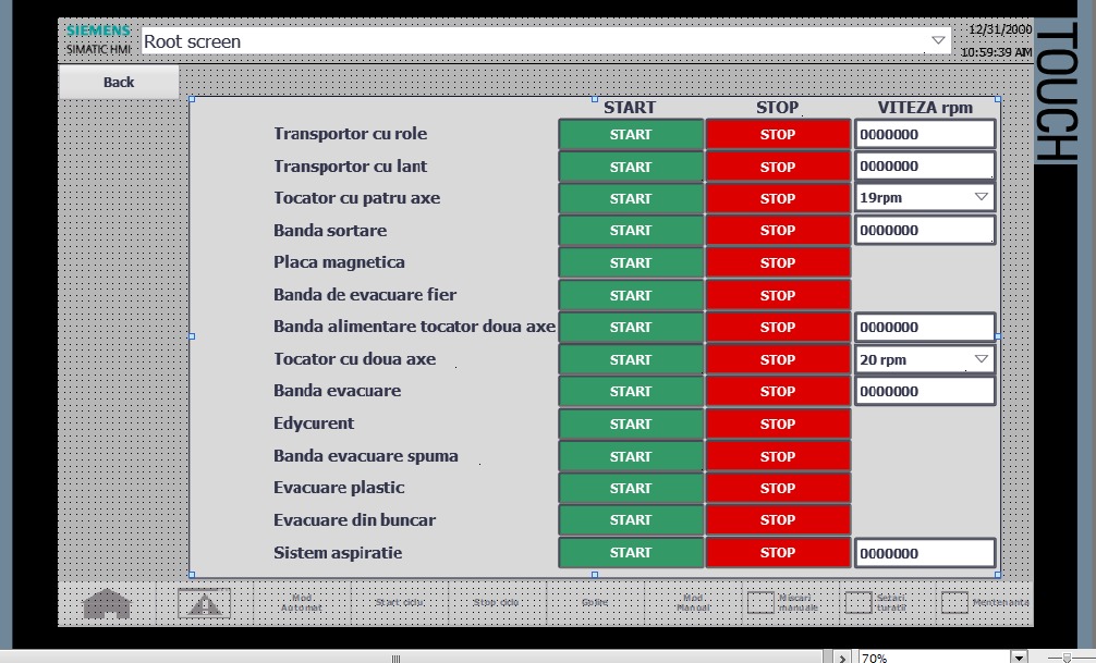 Status sistem HMI